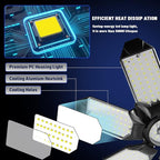 Garage Lights - 2Pack Super Bright 32000LM LED Garage Ceiling Light 6500K LED Shop Light w/ 6 Deformable Panels Screw in E26/E27 Socket Light Bulbs for Workshop Storage Warehouse Attic
