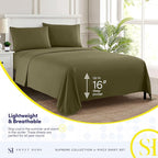 King Size Sheets - Breathable Luxury Bed Sheets with Full Elastic & Secure Corner Straps Built In - 1800 Supreme Collection Extra Soft Deep Pocket Bedding Set, Sheet Set, King, Olive