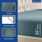 DREAMCARE Queen Sheet Set – 4 pcs Cooling Sheets – up to 21” Extra Deep Pocket Queen Sheets – Hotel Luxury – Superior Softness 100% Microfiber with Side Pocket - Mineral Blue