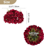 NUPTIO Flower Balls for Centerpieces Wedding: 10 Pcs 11.8 inch Diameter Artificial Flower Ball Arrangement Bouquet Centerpiece for Tables - Burgundy Fake Rose Flowers for Wedding Decor