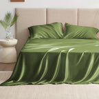 Love's cabin California King Satin Sheet Sets - 4 Piece Sage Silky Sheets Bed Set with Deep Pocket, Luxury Silk Feel Satin Cal King Sheet Set (1 Flat Sheet,1 Fitted Sheet,2 Pillow Cases)