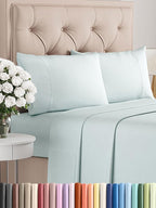 Twin XL 4 Piece Sheet Set - Comfy Breathable & Cooling - Ultra-Soft Hotel Luxury Bedding Set w/ 8-16 Inch Deep Pockets - 1 Flat & 1 Fitted Sheet & 2 Pillowcases - Wrinkle Free & Easy Care - Ice Blue