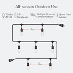 Brightech Ambience Pro - Waterproof LED Outdoor String Lights - 7 Hanging, Dimmable 2w Vintage Edison Bulbs - 24 Ft Commercial Grade Patio Lights Create Cafe Ambience in Your Backyard - Black