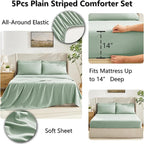 CozyLux Twin XL Comforter Set Sage Green, 5 Pieces Twin Extra Long Bed in a Bag for College Dorm, All Season Bedding Set with Stitch Quilted Comforter, Flat Sheet, Fitted Sheet, Pillowcases