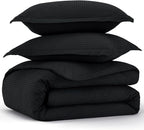 Bedsure Cotton Duvet Cover Set - 100% Cotton Waffle Weave Black Duvet Cover California King, GentleSoft™ and Breathable Cal King Bedding Set for All Season, 3 Pieces, 104"x98"