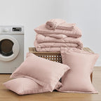 Love's cabin King Size Comforter Set Pink, 7 Pieces King Bed in a Bag, All Season Bedding Sets with 1 Comforter, 1 Flat Sheet, 1 Fitted Sheet, 2 Pillowcase and 2 Pillow Sham