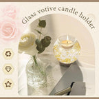8 Pcs Glass Clear Votive Floating Candle Holders with 8 Pcs Bright Pearl String Beads, Tealight Bowl Candle Holder Bulk for Wedding Centerpiece Home Bridal Shower Party Decor (Gold)