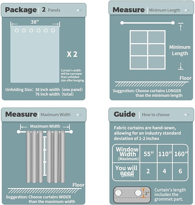 BGment Blackout Curtains for Bedroom - Grommet Thermal Insulated Room Darkening Curtains for Living Room, Set of 2 Panels (38 x 84 Inch, Grey)