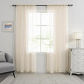 HUTO Peach Cream Beige Sheer Curtains 84 Inches Long Rod Pocket Ivory Sheer Voile Window Treatment Drapes Curtains for Living Room Bedroom,2 Panels 52 by 84 Inch Length