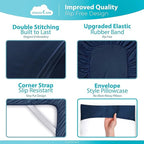 DREAMCARE Queen Size Sheets - Cooling Bed Sheets - 4pcs Set - up to 15" Deep Pocket Queen Sheet Set - Sheets Queen Size Bed - Soft & Long Lasting 100% Fine Brushed Polyester with Side Pocket - NBlue
