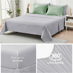 HYMOKEGE Sage Green/Light Grey Full Size Comforter Sets Seersucker 7 Pieces, All Season Luxury Bed in a Bag for Bedroom, Bedding Set with Comforter, Sheets, Pillowcases & Shams
