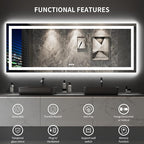 LOAAO 96X36 LED Bathroom Mirror with Lights, Anti-Fog, Dimmable, Backlit + Front Lit, Lighted Bathroom Vanity Mirror for Wall, Memory Function, Tempered Glass, Shatter-Proof, ETL Listed