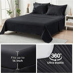 HYMOKEGE Black California King Comforter Set Seersucker 7 Pieces, All Season Luxury Bed in a Bag for Bedroom, Bedding Set with Comforters, Sheets, Pillowcases & Shams