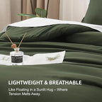 Litanika Dark Olive Green California King Comforter Set - 3 Pieces Cal King Lightweight Summer Soft Solid Bed Comforter, Oversized Fluffy Down Alternative Bedding Set (104x96In, 2 Pillowcases)
