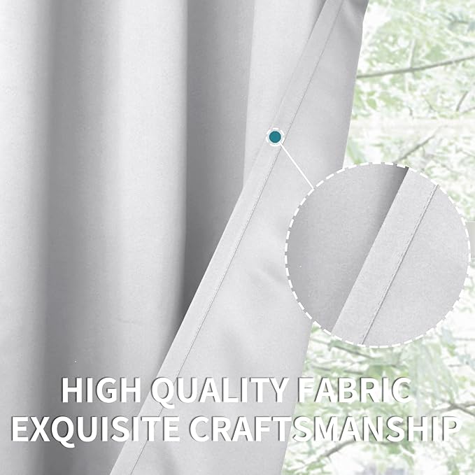 BGment Room Darkening Curtains for Bedroom - Grommet Thermal Insulated Window Treatments Light Blocking Curtains for Living Room, Set of 2 Panels, Each 46 x 54 Inch, Greyish White