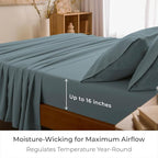 Mellanni Queen Sheets Set - 4 PC Iconic Collection Bedding - Hotel Luxury, Extra Soft, Cooling Bed Sheets - Wrinkle, Fade, Stain Resistant (Queen, Spa Blue)