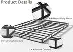 Qingzhou Box Spring King Bed Bases, 5 Inch High Metal King Size Box Spring Only, Heavy Duty Mattress Foundation with Fabric Cover, Easy Assembly, Quiet Noise Free, Non Slip, Black