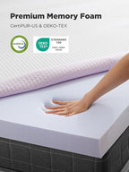 PERLECARE 2 Inch Gel Memory Foam Mattress Topper for Pressure Relief, Premium Soft Mattress Topper for Cooling Sleep, Non-Slip Design with Removable & Washable Cover, CertiPUR-US Certified Queen