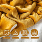 NANPIPER Bed Blanket Reversible Sherpa Flannel Throw Blanket Super Soft Fuzzy Plush Fleece Microfiber (90"x90" Ginger Yellow) Queen