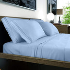 DREAMCARE Queen Sheet Set – 6 pcs Cooling Bed Sheets – up to 21” Deep Pocket Queen Sheets Set – 2500 Supreme Collection – Extra Soft 100% Brushed Microfiber Hotel Luxury with Side Pocket – L Blue