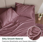 Love's cabin Full Size Satin Sheet Sets - 4 Piece Rose Taupe Silky Sheet Set Full with Deep Pocket, Luxury Silk Feel Bed Sheets Full Bedding Set (1 Flat Sheet,1 Fitted Sheet,2 Pillow Cases)