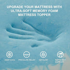SINWEEK 2 Inch Mattress Topper 5-Zone Memory Foam Mattress Topper Pressure Relief Soft Mattress Pad, CertiPUR-US Certified, Twin Size Blue