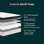 Kin By Tuft & Needle Medium Firm 10" King Adaptive Foam Mattress in a Box, Cooling Pressure Relief, Balanced Support, 100 Night Trial, Fiberglass-Free, CertiPUR-US, 10-Year Limited Warranty