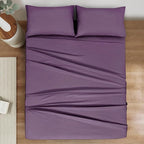 Mejoroom Striped Queen Size Sheet Set - Hotel Luxury 1800 Bedding Sheets & Pillowcases - Deep Pocket Fitted Sheet, Soft, Breathable, Wrinkle & Fade Resistant - 4 Piece (02-Purple)