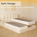 Split Queen Box Spring 5 Inch, Easy Assembly Bed Foundation, Heavy Duty Low Profile Metal Box Spring for Queen Bed with Fabric Cover, Noise Free