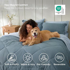 Bedsure Full Comforter Set - 7 Pieces Reversible Grayish Blue Bedding, Full Size Bed Set for All Seasons, Bed in a Bag with Down Alternative Comforter, Sheets, Pillowcases & Shams