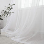 HUTO White Sheer Curtains 63 inches Long for Bedroom Top Rod Pocket Sheer Window Panels Curtains for Nursery Living Room 52 by 63 Inch Length Set of 2