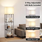 SUNMORY Large Size Floor Lamp with Shelves, 4-Tier Modern Standing Lamp with 3 Color Temperature Bulb, Tall Floor Lamp with Shelf, Corner Display Bookshelf Lamps for Living Room, Bedroom, Office