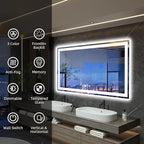 60"x 36" LED Bathroom Mirror, Double Lighting Sources Dimmable, Backlit + Front Lit, Anti-Fog, Stepless Dimmable, Lighted Bathroom Vanity Mirror for Wall Tempered Glass (Horizontal/Vertical)