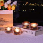 Woho Smoke Grey Votive Candle Holders Set of 6, Vintage Ribbed Tealight Candle Holder for Daily Home Decor, Classy Tea Light Candle Holder Glass for Living Room Table Decor(Grey, 2.1" H X 2.75" D)