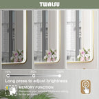 LED Bathroom Mirror with Lights, 32x32 Inch Gold Metal Framed LED Mirror for Bathroom, 3 Colors and Stepless Dimmable Wall Mounted Lighted Bathroom Vanity Mirror, Anti-Fog, Memory