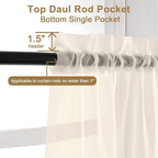 Chyhomenyc Cream Sheer Curtains 78 Inches Long 2 Panels Set for Living Room, Light Filtering Voile Lightweight Bedroom Curtains, Rod Pocket Solid Window Treatment Drapes, Each 42W x 78L