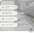 Linen Home 100% Cotton Percale Sheets Twin XL Size, White, Deep Pocket, 3 Pieces Set - 1 Flat, 1 Deep Pocket Fitted Sheet and 1 Pillowcase, Crisp Cool and Strong Bed Linen
