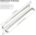 Cabinet Pulls Brushed Nickel Cabinet Handles Square Drawer Pulls, 2 Pack 13-4/5 Inch Stainless Steel Kitchen Door Cupboard Cabinet Handles, Cabinet Hardware Drawer Handles, 352mm Hole Centers