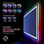 LOAAO 48"X30" LED Bathroom Mirror with Lights, Anti-Fog, Dimmable, RGB Backlit + Front Lighted, Bathroom Vanity Mirror for Wall, Memory Function, Waterproof, Tempered Glass