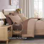 Monbix King Size Comforter Set - 7 Pieces Bed in a Bag King, Rust Pink Bedding Sets with Comforter, All Seasons Down Alternative Comforter Bed Set with Sheets, Pillowcases & Shams