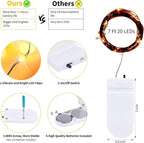Halloween Orange Fairy String Lights: 12 Pack 7 Ft 20 LED Battery Operated Firefly Lights on Black Wire Starry Moon Lights for DIY Party Bedroom Patio