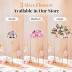NUPTIO Pcs of 6 Fake Flower Ball Arrangement Bouquet,15 Heads Plastic Roses with Base, Suitable for Our Store's Wedding Centerpiece Flower Rack for Parties Valentine's Day Home Décor (Pink & White)