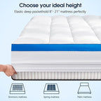 Short Queen Mattress Topper, CYMULA Cooling Mattress Pad Cover PillowTop for Bed Back Pain, Extra Thick Mattress Protector Firm Soft Floor Fill Overfilled with 8-21 Inch Deep Pocket, 60"x75"White