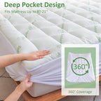 Bioeartha Cooling Mattress Topper California King – Extra Soft Pillow Top Mattress Pad, Breathable Viscose Made from Bamboo Mattress Protector for Back Pain Relief, Deep Pocket Cover Fits 8–21 Inch