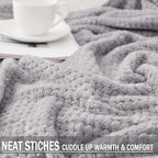 Exclusivo Mezcla Fleece Throw Blanket Extra Large, Super Soft and Warm Blankets for Couch, Sofa and Bed Waffle Textured, Cozy, Fuzzy and Lightweight (Light Grey, 50x70 Inches)