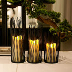 Set of 3 Metal Iron Candle Holder, Black Candlestick Modern Table Centerpiece for Indoor & Outdoor Decor, Dining Room, Home Decoration