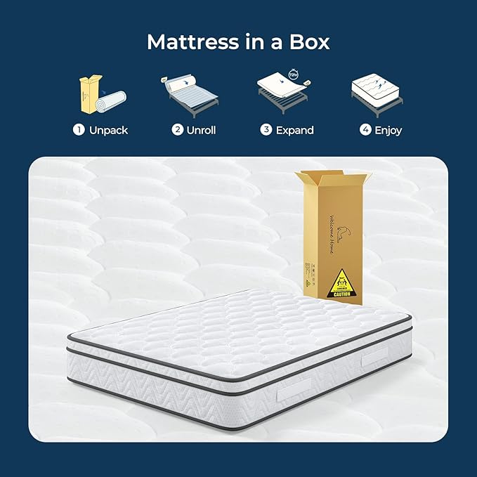 Vesgantti XL Twin Mattress 12 Inch, Fiberglass-Free | Cool Sleep Hybrid Mattress in a Box - Memory Foam & Pocket Springs, Ergonomic Design, Pressure Relief, Medium Firm Feel, 39"*80"*12"