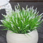 Outdoor Artificial Plants 12 Bundles White Wild Flowers Look Real Fake Flower for Outdoors Spring Summer for Outside Window Box Planter Garden Decor (12 Bundles White Monkey Grasses)