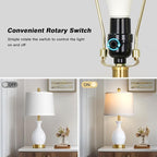 24" White Ceramic Table Lamps Set of 2 for Bedroom, Modern Classic Bedside Lamps for Nightstand, Small Table Lamp for Living Room Side Table (2 LED Bulbs Included)