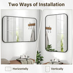 HARRITPURE Rectangular Bathroom Mirror 48''x30'' Black Bathroom Wall Mirror Aluminum Frame Wall-Mounted Mirrors for Entryway Bedroom Living Room